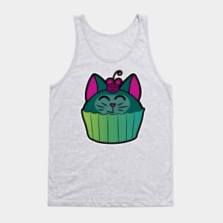 Catcake With Mouse-Cherry - Green Tank Top